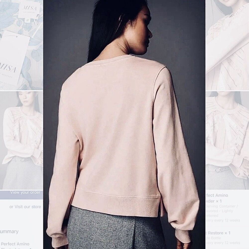 Anthropologie Embellished Pink Bow Beaded Sweatshirt NWT - Picture 6 of 16